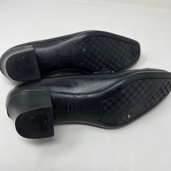 Munro Leather Split Toe Horsebit Loafer Block Heel Pumps - 7 - Picture 6 of 7